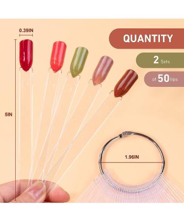 100pcs Fan-shaped Nail Swatches with Metal Buckle for Nail Gel Polish Displays - Buy Online on SooperMarket.com