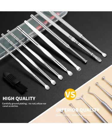 9 Pcs Ear Pick Earwax Removal Kit Ear Cleansing Tool Set Ear wax Removal Tool Ear Curette Ear Wax Remover Tool with a Cleaning Brush and Storage Box Medical Grade for Children and Adults Silver - Buy Online on SooperMarket.com