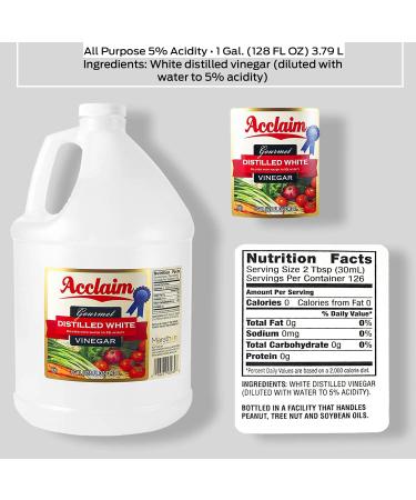 Acclaim All Natural Distilled White Vinegar 128oz (1 Gallon) - 5% Acidity - Buy Online on SooperMarket.com