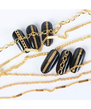 Nail Chains Set - 4 Packs of 24 Gold & Silver Metal Punk Pendant Ornaments for Nail Art DIY - Women's Nail Supplies - Buy Online on SooperMarket.com