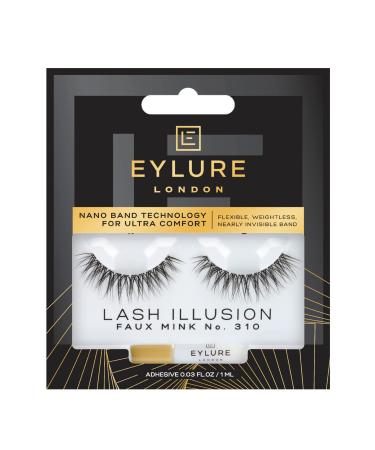 Eylure False Lashes  Lash Illusion Faux Mink No. 310 with Adhesive Included  1 Pair