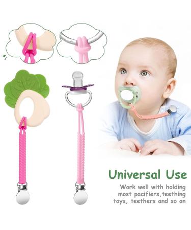 Nuanchu 8-Piece Braid Pacifier Clip Set for Baby Girl Boy - Bright Colors - Buy Online on SooperMarket.com