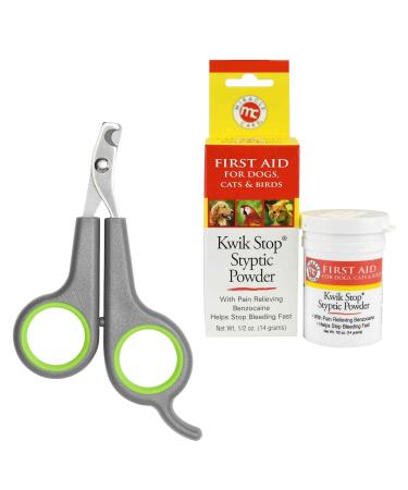 Nail Clipper and Kwik Stop Styptic Powder Bundle for Cats Dogs Birds Small Animals Grooming