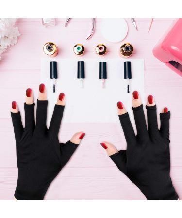 Quesuc 3 Pairs UV Shield Glove Gel Manicures Glove Anti UV Fingerless Gloves Protect Hands from UV Light Lamp Manicure Dryer (Black Purple White) - Buy Online on SooperMarket.com