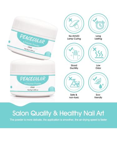 PEACECOLOR 2 x 8g Clear Acrylic Powder for Nail Extension 3D Carving French Nails Acrylic Nails Supplies AC-23 - Buy Online on SooperMarket.com