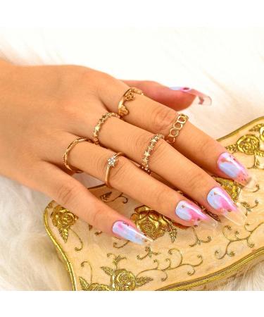 Sethexy Long Purple Ballerina Nails | Bling Coffin Gradient Acrylic Tips | 24 St Glossy Sparkle Fingernails for Women and Girls - Buy Online on SooperMarket.com