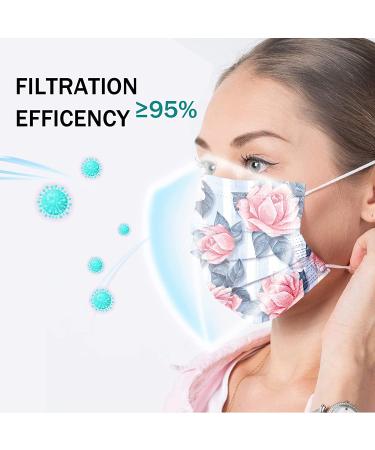 Happy Mother's Day Flower Disposable Masks - 50 Pcs 3-Ply Nonwoven Breathable & Comfortable Gifts for Women Mom - Multicolored 50 Count - Buy Online on SooperMarket.com