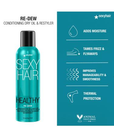 SexyHair Healthy Re-Dew Conditioning Dry Oil and Restyler 5.1 Oz | Moisture Smoothness Manageability and Shine | Tames Frizz | All Hair Types - Buy Online on SooperMarket.com