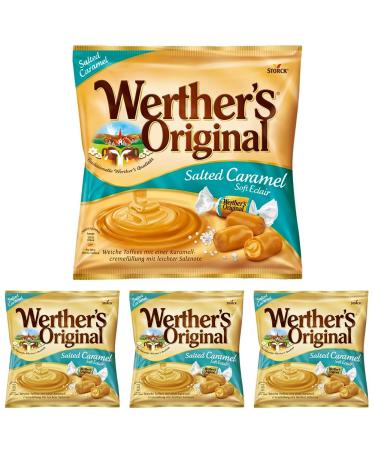 Werther's original Salted Caramel Soft Eclair - 1 x 180g - soft cream fabric with caramel cream filling with a light salt grade (pack with 4) 180g (pack of 1) (pack with 4) Soft Salted Caramel