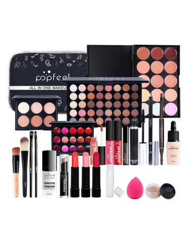 FantasyDay All-in-one Holiday Makeup Gift Set | Makeup Kit for Women Full Kit Multipurpose Essential Starter Bundle with Eyeshadow Palette Lipstick Blush Powder Foundation Concealer Lip Gloss Mascara