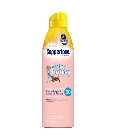 Coppertone WaterBabies SPF 50 Lotion Spray & Baby Mineral SPF 50 Stick Combo Pack - 2 Spray Bottles (6 oz) + 2 Stick (0.5 oz) | Sunscreen for Babies - Buy Online on SooperMarket.com