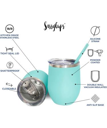 Personalized Insulated Wine Tumbler - Adventure Awaits - Mint - 12 oz - Buy Online on SooperMarket.com