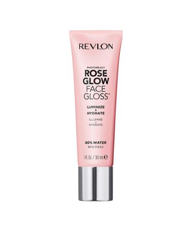 Face Primer by Revlon, PhotoReady Face Gloss Rose Glow, Face Makeup for All Skin Types, Hydrates, Illuminates & Moisturizes, Infused with Glycerin & Olive Oil Extract, 80% Water, 1 Fl Oz