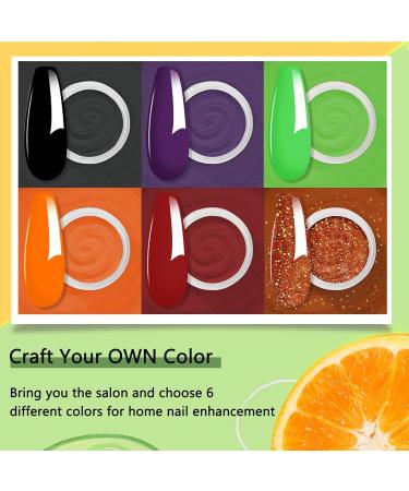 Halloween Dip Powder Nail Kit Starter Set | 6 Colors Orange Black Fine Dipping Powder with Essential Liquid | French Nail Art Manicure | No LED Nail Lamp Needed - Buy Online on SooperMarket.com