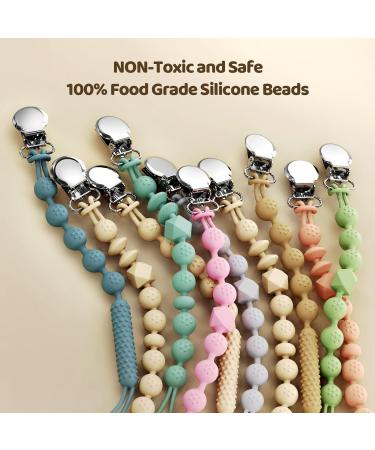 Silicone Pacifier Clips Set for Baby Boys and Girls - Ocean View/Silver Gray (2 Pack) - Buy Online on SooperMarket.com