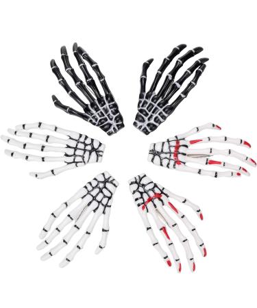 Skeleton Hands Hair Clips - 6 Piece Set for Women and Girls, Punk Rock Horror Hair Accessories - Classic Color - Buy Online on SooperMarket.com