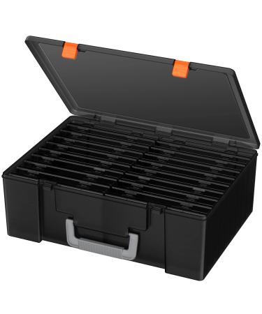 Zarler Photo Storage Box 4x6 Picture Boxes 18 Inner Seed Organizer Cases with Handle Photo Storage Container Photo Keeper with Provided Sticker Labels (Black) Black 18 Inner boxes
