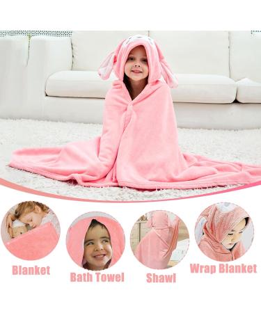 Funmo Baby Hooded Towel 70x140 cm - Soft Super Absorbent Bath Towel for Toddlers (0-5 Years) - Cute Pink Design - Buy Online on SooperMarket.com