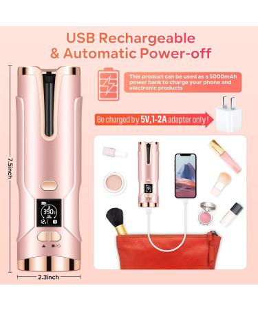 Upgraded Cordless Automatic Curling Iron - Portable Hair Curler with 6 Temperatures & Timers 5000mAh Rechargeable Battery - Buy Online on SooperMarket.com