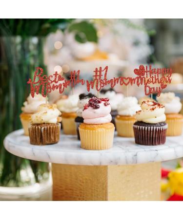 BEISHIDA 12pcs Happy Mother's Day Cupcake Toppers Best Mom Cupcake Decorations Red Cupcake Toppers for Women Mother's Day Party Decoration Party Supplies 12 pcs - Buy Online on SooperMarket.com