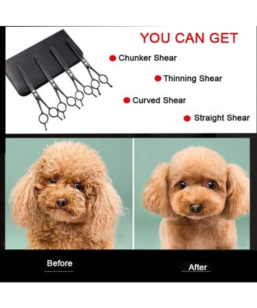 Dream Reach Professional 7.0 Inches Dog Grooming Scissors Kit Cutting Curved Scissors Thinning Shears Grooming Pet Hair Trimming Scissors Set for Dogs and Cats (4-set) - Buy Online on SooperMarket.com