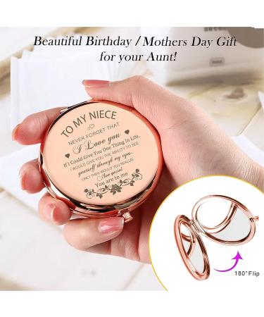 Rose Gold Niece Compact Mirror - Perfect Niece Gift from Aunt | Birthday, Graduation, Wedding, Christmas - Buy Online on SooperMarket.com