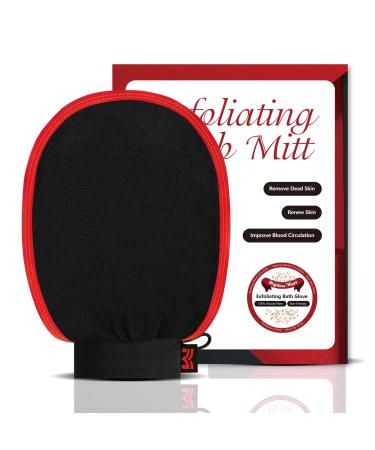 Migliore Wear Deep Exfoliating Mitt | DOUBLE LAYERS Bath Shower Exfoliating Glove Natural Body Scrub Gloves Exfoliator Mitt Dead Skin Remover for Fake Tan Removal Ingrown Hairs Skin Cleanser-1Pcs Heavy