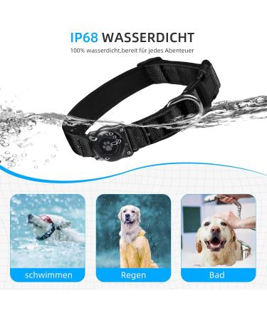 IP68 Waterproof Airtag Dog Collar - Durable & Reflective Apple Air Tag Holder for Medium Dogs - Black Large - Buy Online on SooperMarket.com