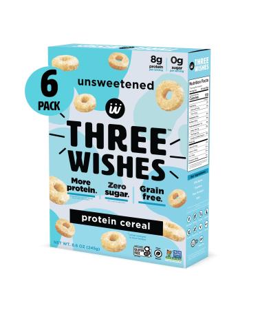 Protein and Gluten-Free Breakfast Cereal by Three Wishes - Unsweetened, 6 Pack - Keto Friendly, High Protein and Low Sugar Snack - Vegan, Kosher, Grain-Free and Dairy-Free - Non-GMO 8.6 Ounce (Pack of 6)