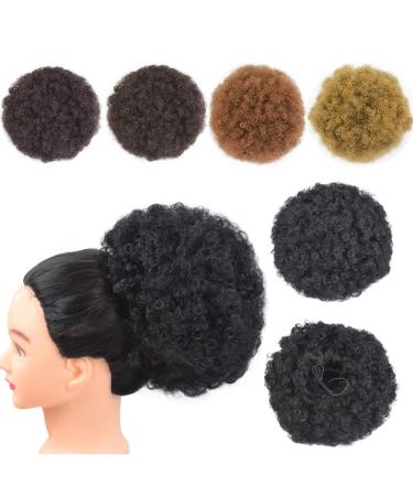Afro Puff Drawstring Ponytail Extension Short Synthetic Afro Kinky Curly Puff Ponytail for Natural Hair Clip On Kinky Drawstring Curly Ponytail Bun Hairpieces (X-Large 1B#) X-Large 1B#