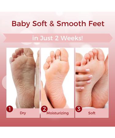 OUKEYA Foot Mask 3 Pairs: Nourish Foot Mask Dermatologically Tested Repairs Heels & Soften Dry Dead Skin for Cracked Feet(No Peeling) Rose - Buy Online on SooperMarket.com