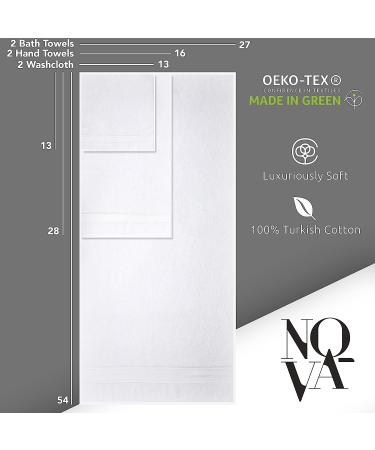 Nova Luxury Linen - Hotel Quality Turkish Towel Set (6 Pcs, Pure White) - Buy Online on SooperMarket.com