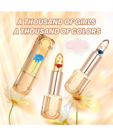 Crystal Flower Jelly Lipstick Temperature Colour Changing Lipstick Tinted Lip Balm Plumping Lip Gloss Moisturising Lip Care Waterproof Lipsticks for Women Long Lasting - Buy Online on SooperMarket.com
