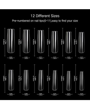 AORAEM XL Lady French Acrylic False Nail Tips - 120Pcs Clear Full Cover Extra Long Square Press On Fake Nails for Women - Buy Online on SooperMarket.com