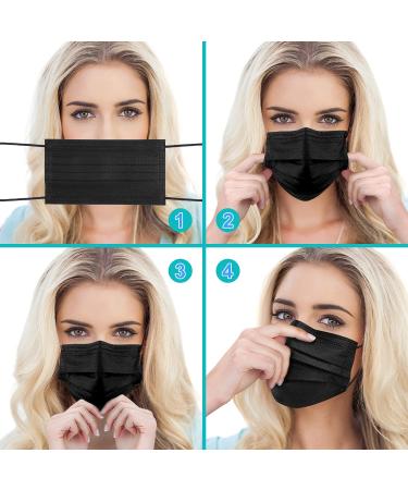 Black Disposable Face Masks - 50 Pack, 3 Ply Disposable Masks - Buy Online on SooperMarket.com