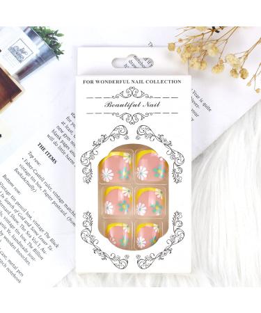 White Rose Coffin Fake Toe Nails - Exquisite Daisy Designs | 24Pcs Stick-on Toenails with Glue for Women - Buy Online on SooperMarket.com