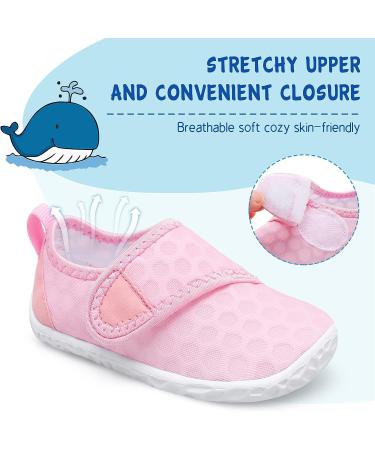 LeIsfIt Toddler Water Shoes - Quick-Dry Aqua Socks for Boys and Girls | Lightweight Non-Slip Swim Shoes for Kids | Breathable Beach Shoes - Size 7 Toddler (Pink) - Buy Online on SooperMarket.com