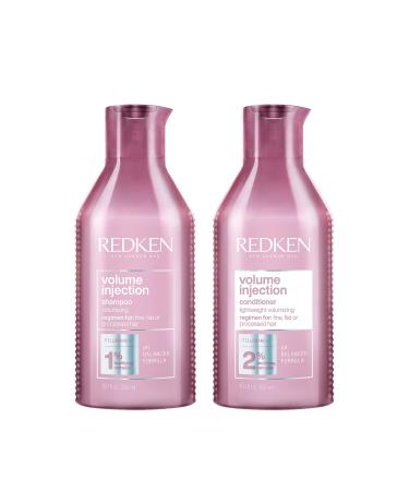 REDKEN Volume Injection Shampoo & Conditioner Set | For Fine Hair | Adding Lift & Body | Paraben Free Shampoo & Conditioner 10.1 Fl. Oz (Pack of 2)