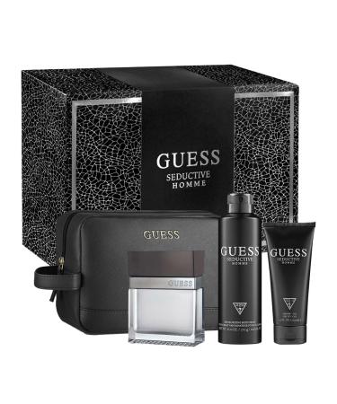 Guess Seductive Homme 3.4oz EDT Spray 6.0oz Deodorant Body Spray 3.4oz Shower Gel Pouch Men 4 Pc Gift Set - Buy Online on SooperMarket.com