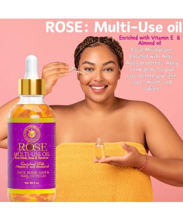 Rose Multi-Use Oil Organic Face Body Hair & Nail Cuticle Oil with Vitamin E | 4 oz - Buy Online on SooperMarket.com
