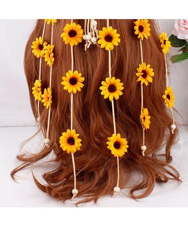Boho Sunflower Flower Headband | Hippie Floral Crown Hairband for Women and Girls | Handmade Yellow Hair Accessories for Party, Cosplay, and Decoration - Buy Online on SooperMarket.com