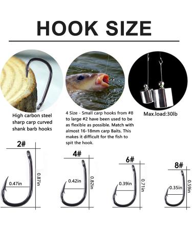 SEAOWL Carp Fishing Hair Rigs | High Carbon Steel Barbed Hooks | Rolling Swivel Boilies | 24 Pcs with 2 Card Boilie Bait Stops | 2 Needles | 4 Sizes 4 - Buy Online on SooperMarket.com