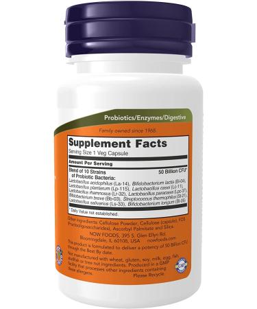 Now Foods Probiotic-10 50 Billion CFU - 50 Veg Capsules for Gut Health - Buy Online on SooperMarket.com