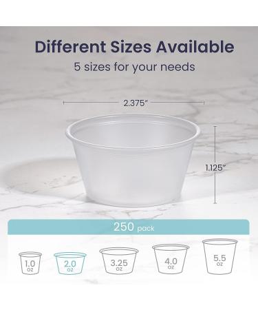 Fit Meal Prep 250 Pack 2 oz BPA Free Plastic Portion Cups - Disposable Mini Containers for Jello Shots, Sauce, Condiments - 250 Count - Buy Online on SooperMarket.com