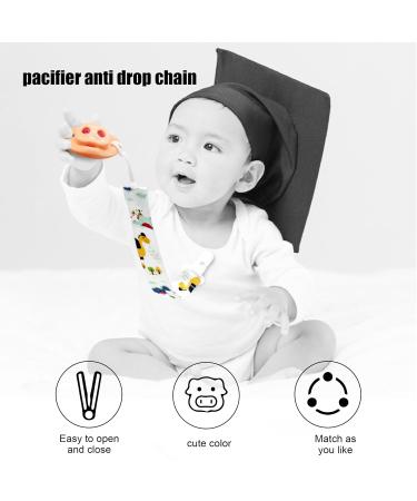 Baby Pacifier Chain Set - 3 BPA-Free Fabric Clips for Girls & Boys | Fits Most Pacifiers & Teething Toys | Includes 3 Silicone Rings - Buy Online on SooperMarket.com