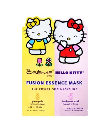 The Cr me Shop Hello Kitty Fusion Essence Mask Pineapple and Hyaluronic Acid - (3 Pack) Rich Antioxidant and Intensely Hydrates Sheet Mask Strengthens Skin Anti Aging Clear and Brighten skin