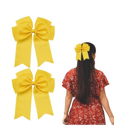 2 Pack 6 inch Bow Hair Clips Large Hair Bow Hair Barrette Clips for Women Girls Yellow Hair Bow