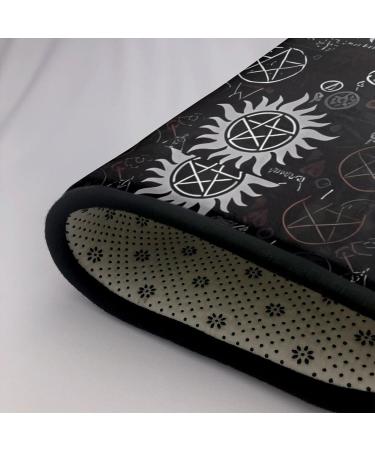 Supernatural Symbols Black Flannel Non-Slip Floor Mat - 63x48 Inches Comfortable & Lint-Free | Ideal for Home & Office - Buy Online on SooperMarket.com