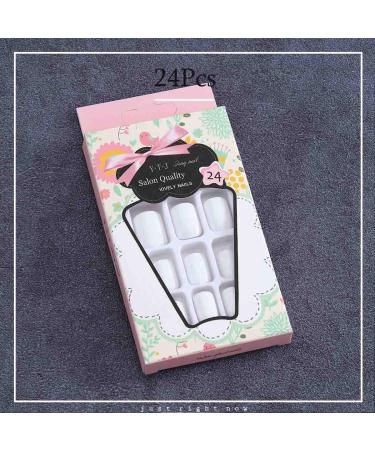 Yalice White Press on Nail Square Short Fake Nails - 24Pcs Full Cover Glossy Stick on Nails for Prom, Wedding - Acrylic False Nails for Women and Girls - Buy Online on SooperMarket.com