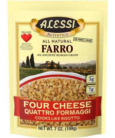Alessi Autentico, Premium Seasoned Roman Grain Farro, Cooks Like Risotto, Heart Healthy, Easy to Prepare, 7oz (Four Cheese, Pack of 6)